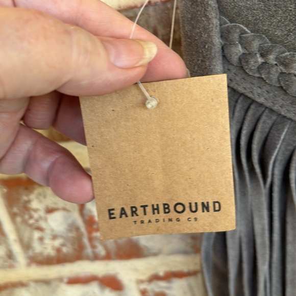 Earthbound Trading Co. Gray Suede Leather Fringe Crossbody Bag - Picture 2 of 9